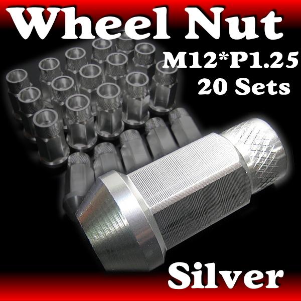 M12*P1.25 アルミ レーシングナット シルバー 銀20個 20pcs ◆ スバル インプレッ...