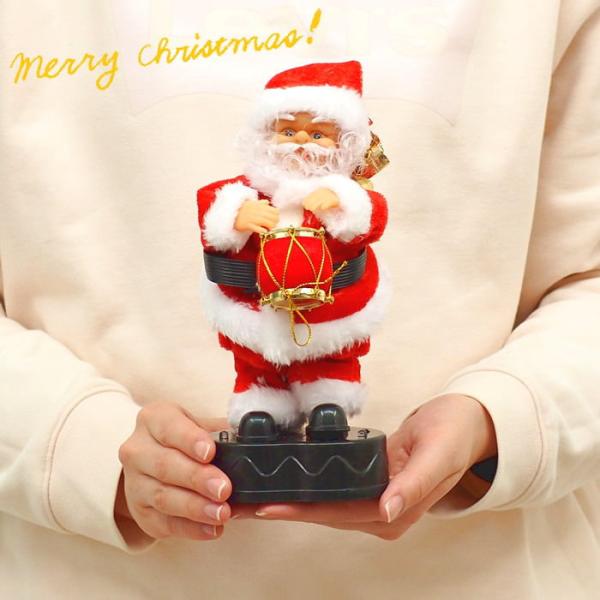 動くサンタクロース人形 踊る FUNNYクリスマス ポコポコ太鼓と叩くサンタ サンタクロース 人形 ...