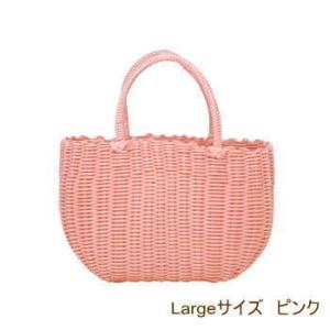 ピンク かごバッグ ミドルバッグ ビニール製 浴衣用 ビニール PPバッグ