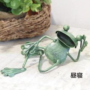 カエル 置物 雑貨 ブリキ 小物入れ オブジェ ガーデン オーナメント 庭