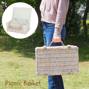 ピクニックバスケット かご おしゃれ トランク 蓋付き 収納 バスケット 布付き インテリア アウトドア