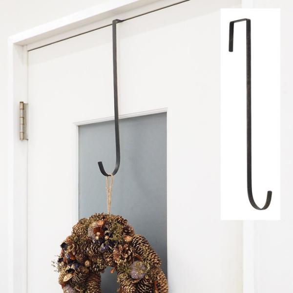 リースフック ブラック フック ドア アイアン リースハンガー 玄関ドア ドアフック リース