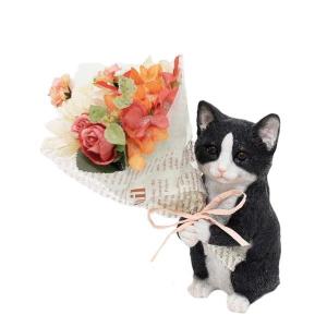ねこハチワレ 母の日 プレゼント ギフト ブーケ 花束 造花 植物 観葉植物 オブジェ 置物 猫 ネコかわいい CTミニョンブーケ 4208673-06 丸和貿易