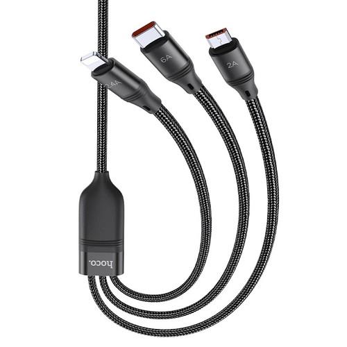 充電ケーブル 3in1 USB to iPhone iPad TypeC microUSB 3台同時...