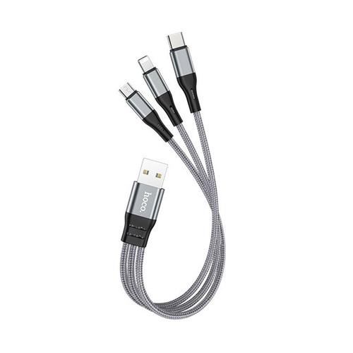 充電ケーブル 3in1ケーブル 25cm iOS TypeC microUSB 3台同時充電 充電専...