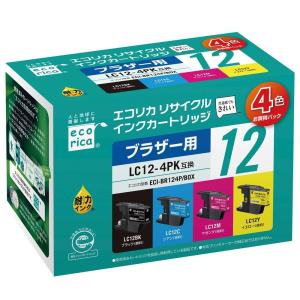 brother (ブラザー) LC12-4PK 対応 4色セット リサイクル インク エコリカ ECI-BR124P/BOX