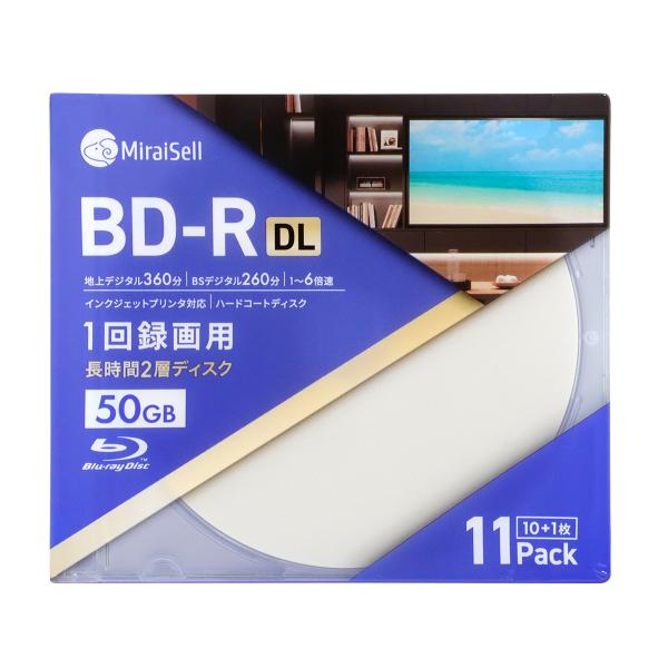 録画用Blu-ray Disc 50GB 大容量 1-6倍速 スリムケース 11枚入 (10枚＋1枚...