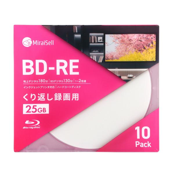 繰り返し録画用Blu-ray Disc 25GB 1-2倍速 スリムケース 10枚入 まとめ買い 国...