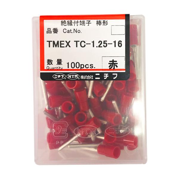 ニチフ 圧着端子 絶縁棒型 TMEX TC-1.25-16 100個入 赤｜TMEX-TC1.25-...