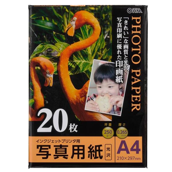 01-3255 写真用紙 光沢 A4版 20枚入 PA-PRC-A4/20