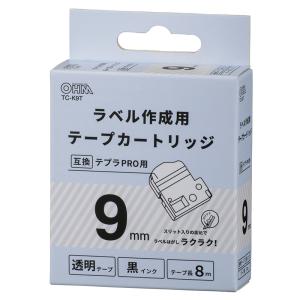 テプラPRO用 互換ラベル テープカートリッジ 9mm 透明テープ 黒インク TC-K9T 01-3807｜e-price