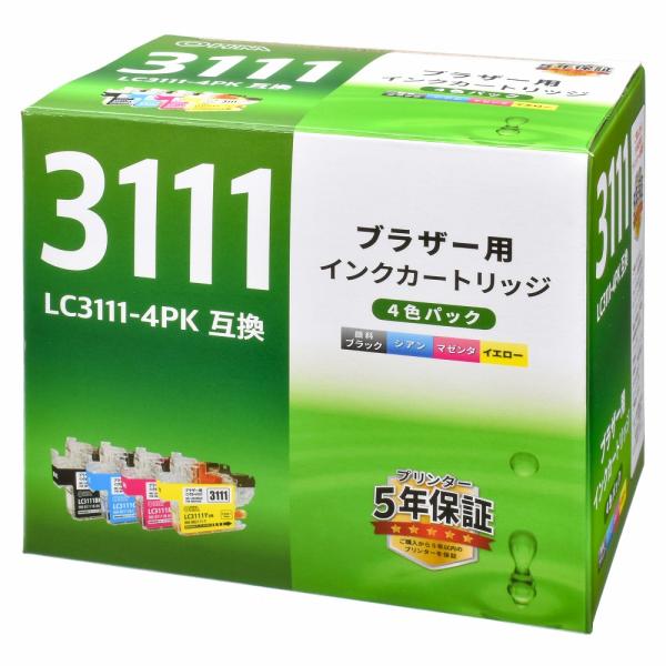ブラザー互換 LC3111 4色パック_INK-BR3111-4P 01-3875 オーム電機