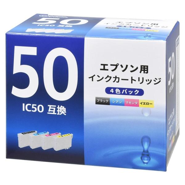 エプソン互換インク IC50 4色パック｜INK-E50-4P 01-7795 オーム電機