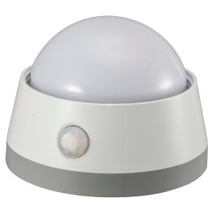 LEDセンサーライト 明暗＋人感センサー 白色LED 電池式 プッシュライト NIT-BLA6JD-WN 06-0129 オーム電機｜e-price