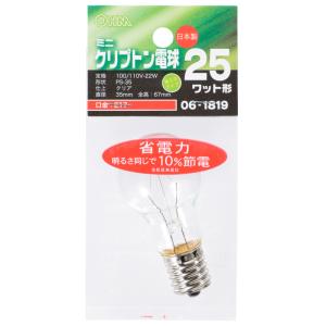 ミニクリプトン電球 E17 25W クリア LB-PS3725KJ-C 06-1819 オーム電機｜e-price