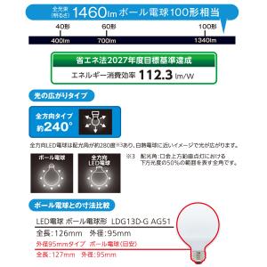 LED電球 ボール電球形 E26 100形相当...の詳細画像1