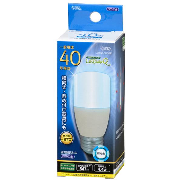 LED電球 T形 E26 40形相当 昼光色｜LDT4D-G IG92 06-3744 OHM オー...