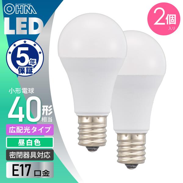 LED電球小形 E17 40形相当 昼白色 密閉器具対応 断熱材施工器具対応 2個入｜LDA4N-G...