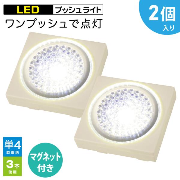 LEDプッシュライト 2個入｜NIT-BD2D-2P 08-0710 オーム電機
