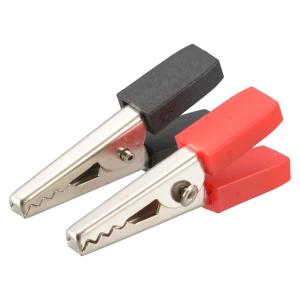 ワニ口クリップ[28mm×35mm](赤/黒) 10個セット ミノムシクリップ 保護