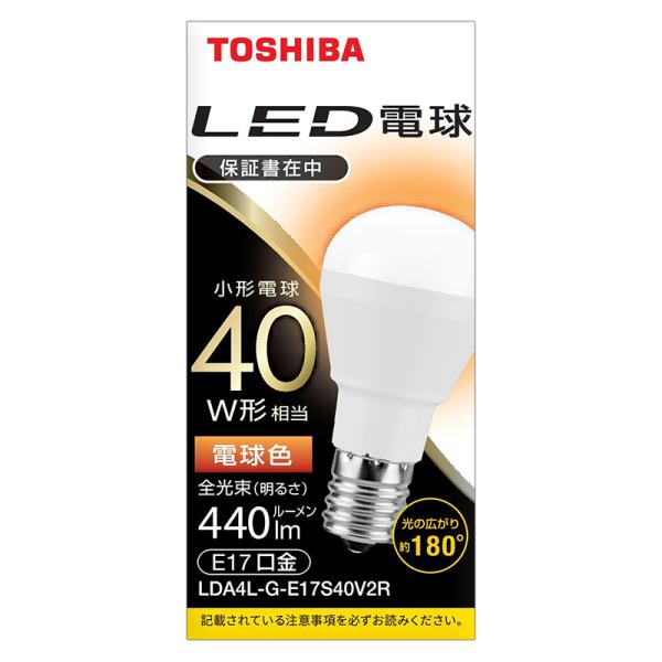 東芝 LED電球 ミニクリプトン形 E17 40W形 電球色 LDA4L-G-E17S40V2R｜4...