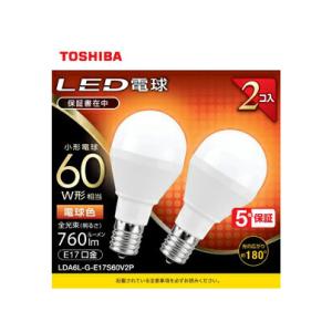 東芝 LED電球 ミニクリプトン形 E17 60W形 電球色 LDA6L-G-E17S60V2RP 2個入 4580625138693 16-0676