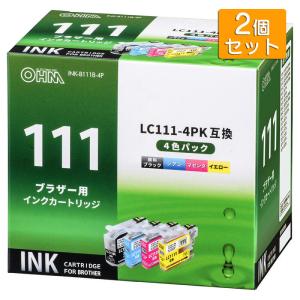 2個セット ブラザー互換インク LC111-4PK 4色入 INK-B111B-4P st01-4186 オーム電機｜e-price