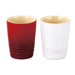 ル クルーゼ ペア ショート タンブラー チェリーレッド&ホワイトラスター 910378-00/22t087-y036