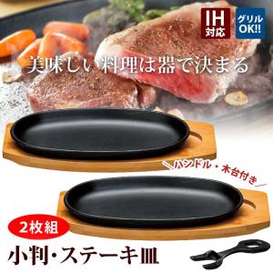 ステーキ皿 鉄板 IH対応 小判 2枚組 業務用 鉄 鉄器 鋳物 鉄板 プレート ステーキ 皿