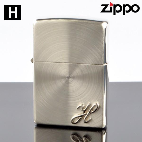 ZIPPO＃200 スピン加工 イニシャル柄 ssp-h メタル貼り H (10020028) ジッ...