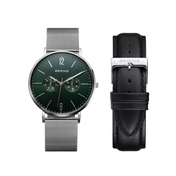 BERING ベーリング 14240-409 ディープグリーン チェンジズ 革＆メッシュベルト 替え...