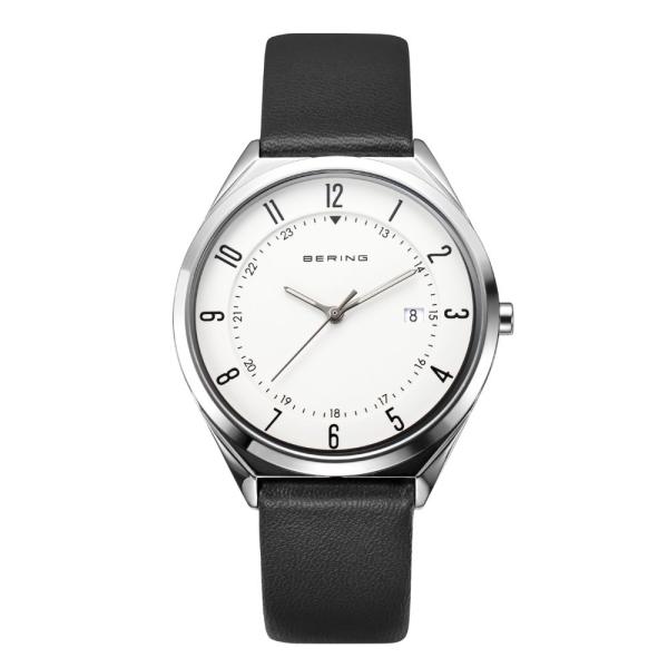 BERING ベーリング 18738-404 ルトラスリム レザーベルト ホワイト×ブラック【正規】