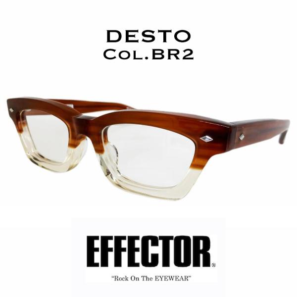 EFFECTOR エフェクター DESTO/デスト Col.BR2 茶×クリア メガネ スクエア ウ...