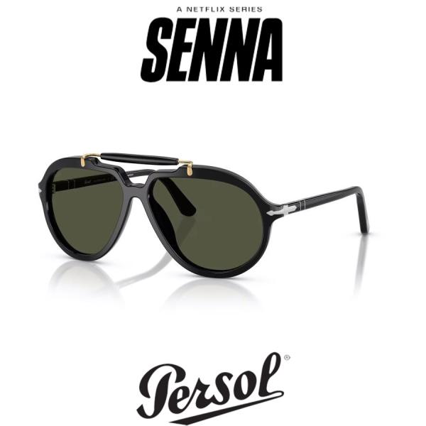Persol ペルソール 0202S Col.95/31(Black/Green) Netflix「...