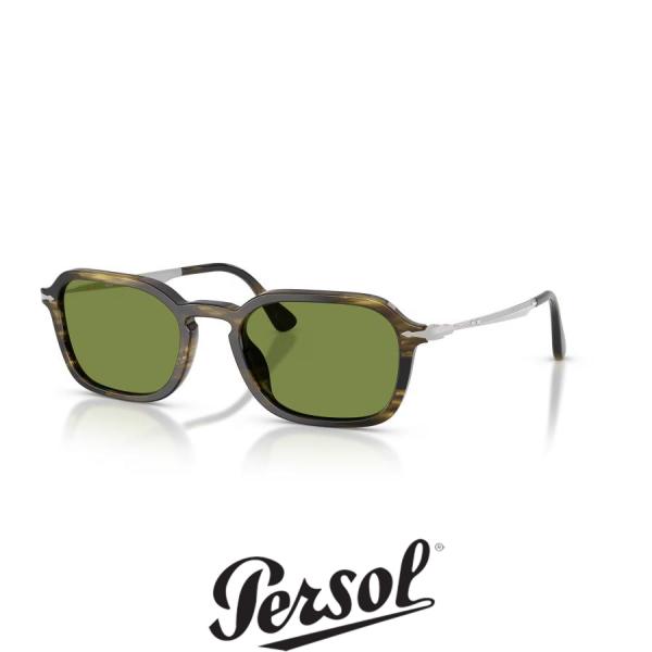 Persol ペルソール 3381S Col.12374E Striped Black &amp; Oliv...