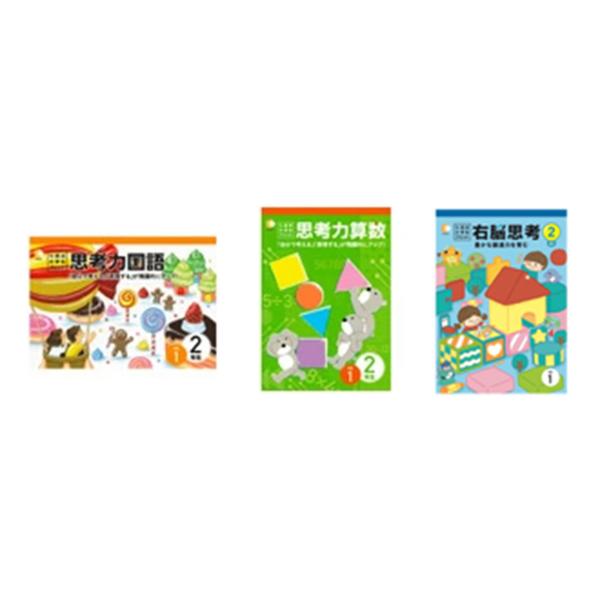 七田式教材（しちだ）小学生プリント2年生　3科目（思考力国語・思考力算数・右脳思考2）セット