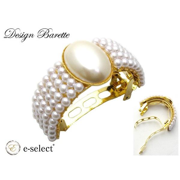 バレッタ ポニーバレッタ 中央ラウンドパール