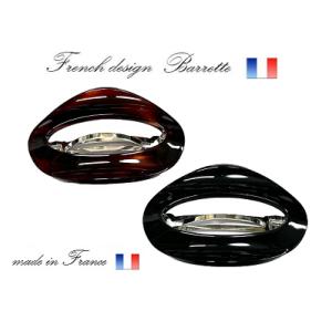 フランス製 バレッタ 楕円ウェーブ中抜き（8.0ｃｍ）