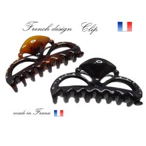 フランス製 バンスクリップ スワロフスキークリスタル 青海波型ザイン (11.5cm) 【宅配便のみ...