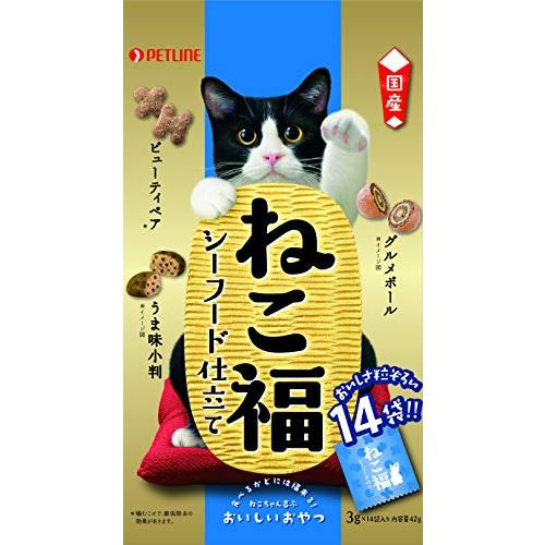 ペットライン ねこ福 猫用おやつ シーフード仕立て 42ｇ袋3ｇ×14おやつ スナック トリーツ ド...