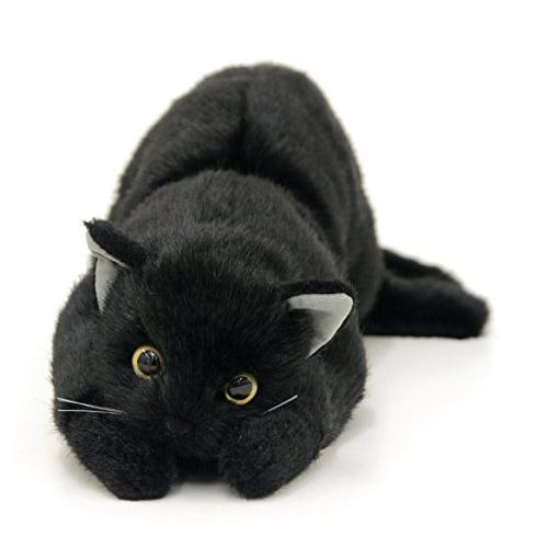 リアルシリーズ 日本製 リアルな猫のぬいぐるみ 58cm クロネコL目明き