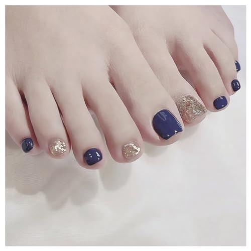 SEMTIM ネイルチップ 足 24枚入り 親指 ネイルシール 足 つけ爪 ネイル チップ フットネ...