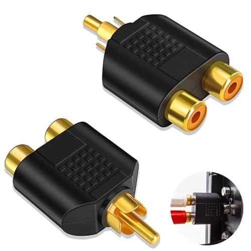 RCA 分配 アダプター ビデオ オーディオ 2分岐アダプター 変換プラグ アンプ スピーカー モニ...