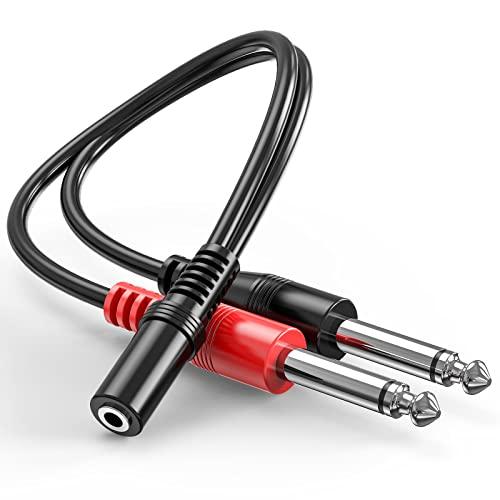 ステレオ モノラル 変換プラグ 3.5mmステレオミニジャックメス- 6.35mmモノラル標準プラグ...