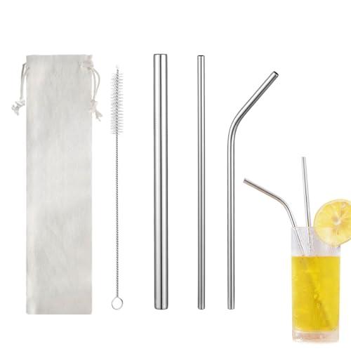 nalaina ステンレスストロー 3本セット 金属ストロー 繰り返し利用可能 洗浄用ブラシ付 収納...