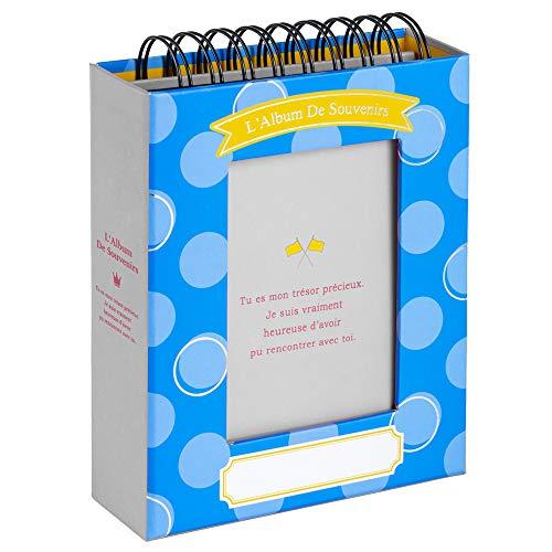 ナカバヤシ フレームケースアルバム タテ型 L判 60枚収納 ドット ブルー A-FTPT-301-...