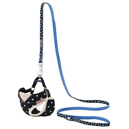 ペティオ Petio ワンワンカジュアル スタードットベストハーネス&amp;リード ブラック 小型犬用 S...