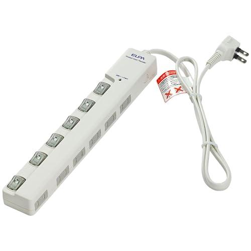 エルパ ELPA スイッチ付タップ 雷ガード コンセント 延長コード LED 横差し 6個口 1ｍ ...