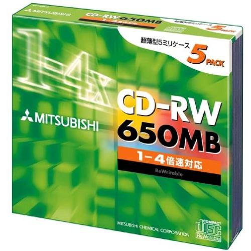 三菱化学 SW74QU5 CD-RW 650MB 5枚 スリムケース入り