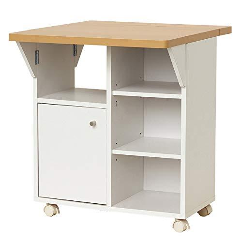 クロシオ キッチンワゴン 幅60cm バタフライ式 キャスター付き ホワイト 木製 日本製 大容量 ...